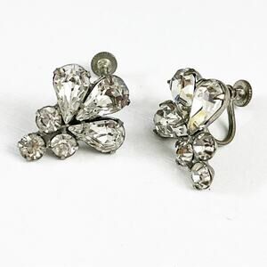Vintage Rhinestone Cluster Screw Back Earrings
